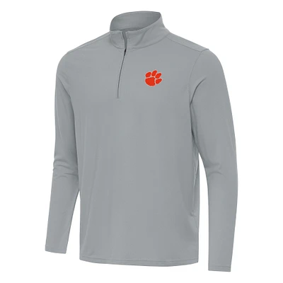 Men's Antigua Gray Clemson Tigers Intent Quarter-Zip Top