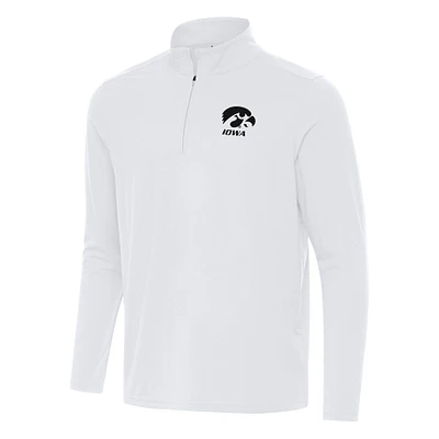 Men's Antigua White Iowa Hawkeyes Intent Quarter-Zip Top