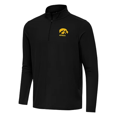 Men's Antigua Black Iowa Hawkeyes Intent Quarter-Zip Top