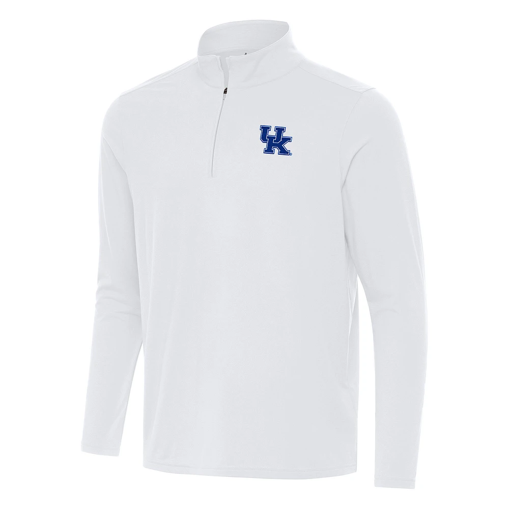 Men's Antigua White Kentucky Wildcats Intent Quarter-Zip Top