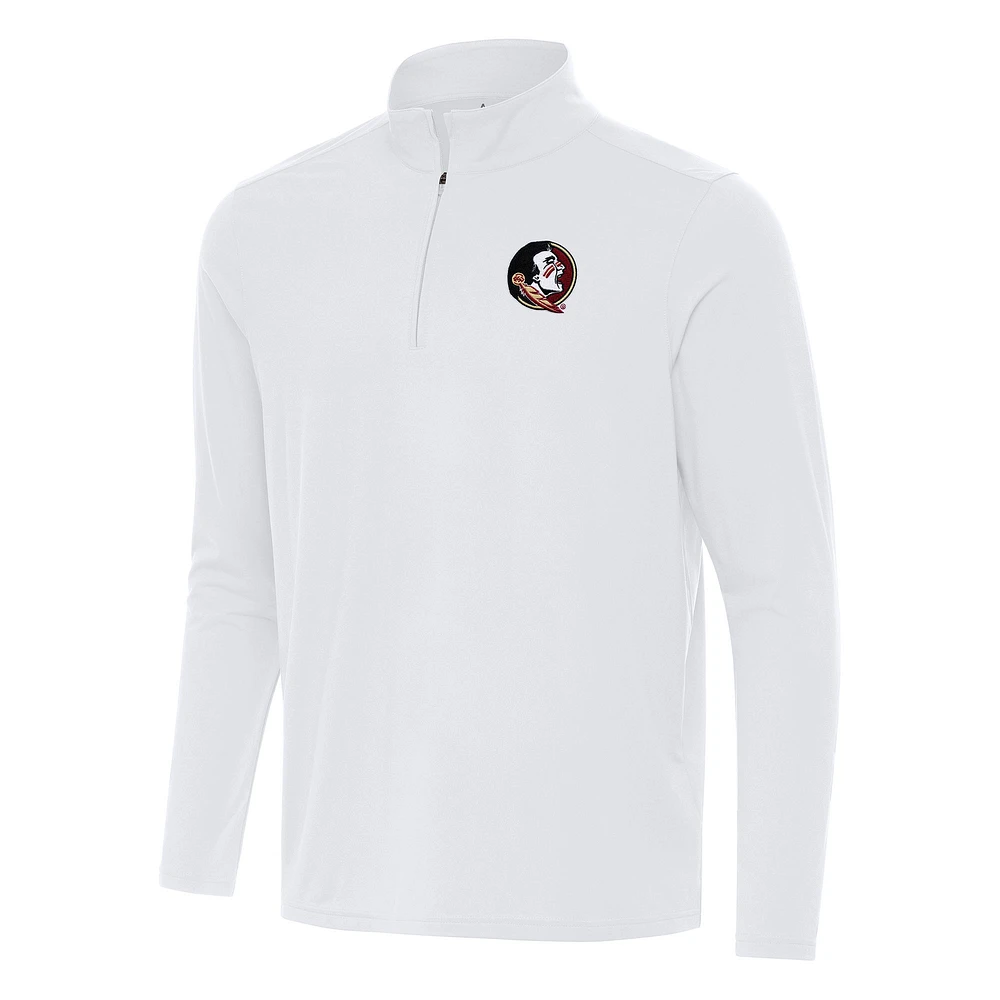 Men's Antigua White Florida State Seminoles Intent Quarter-Zip Top