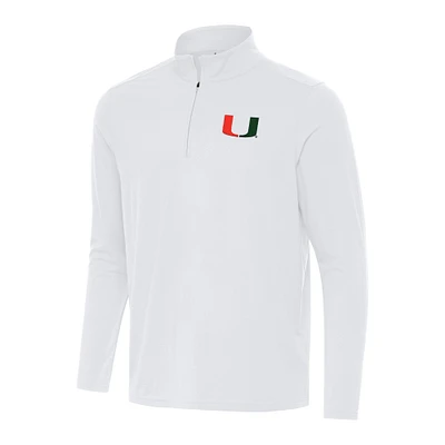 Men's Antigua White Miami Hurricanes Intent Quarter-Zip Top