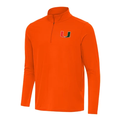 Men's Antigua Orange Miami Hurricanes Intent Quarter-Zip Top