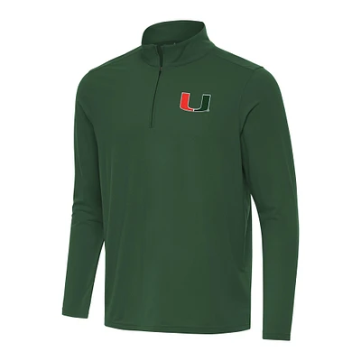 Men's Antigua Hunter Green Miami Hurricanes Intent Quarter-Zip Top