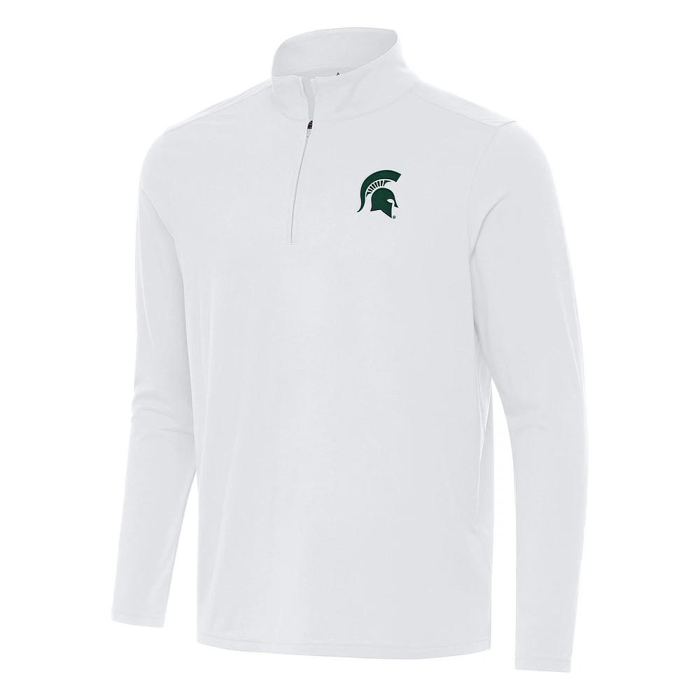 Men's Antigua White Michigan State Spartans Intent Quarter-Zip Top
