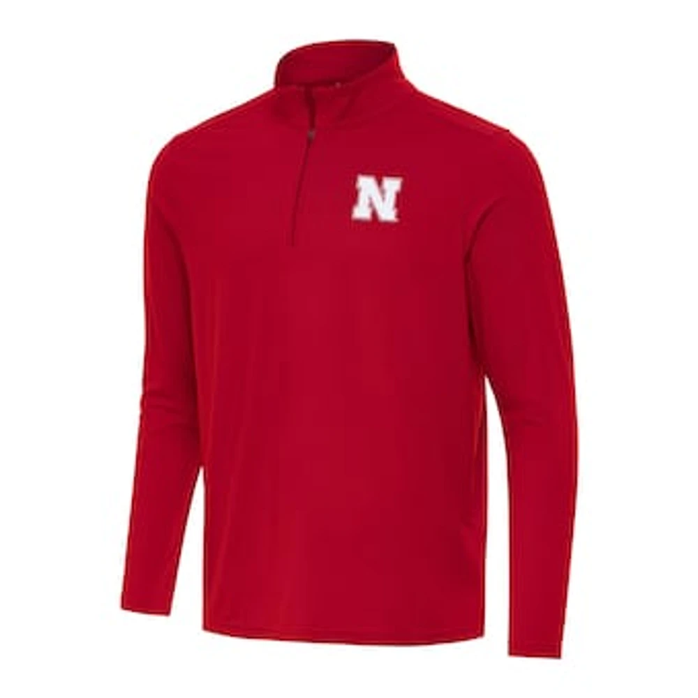 Men's Antigua Red Nebraska Huskers Intent Quarter-Zip Top