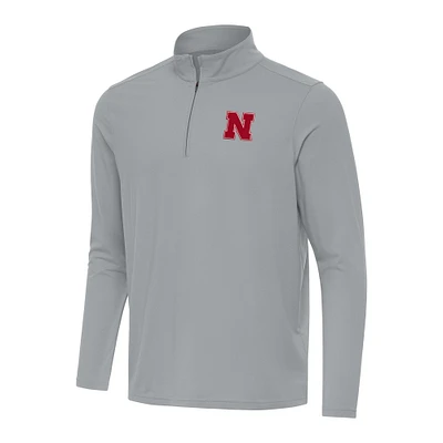 Men's Antigua Gray Nebraska Huskers Intent Quarter-Zip Top