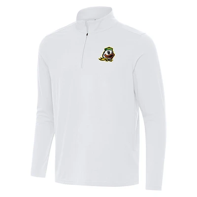 Men's Antigua White Oregon Ducks Intent Quarter-Zip Top