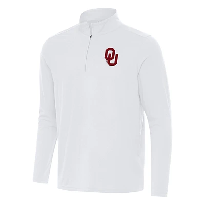 Men's Antigua White Oklahoma Sooners Intent Quarter-Zip Top