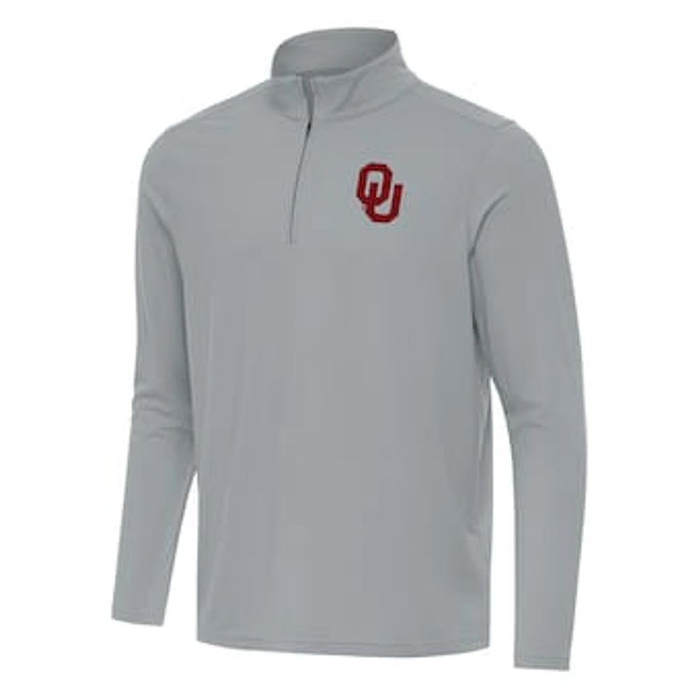 Men's Antigua Gray Oklahoma Sooners Intent Quarter-Zip Top