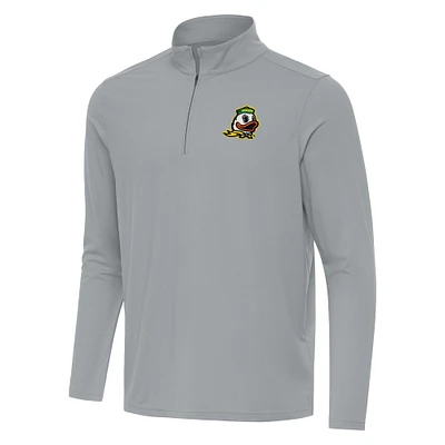 Men's Antigua Gray Oregon Ducks Intent Quarter-Zip Top