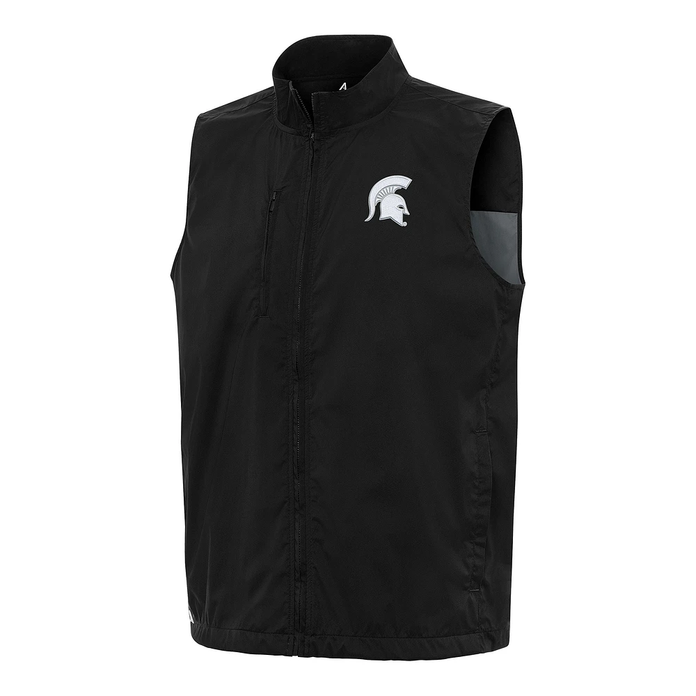 Men's Antigua Black Michigan State Spartans Brisk Full-Zip Vest