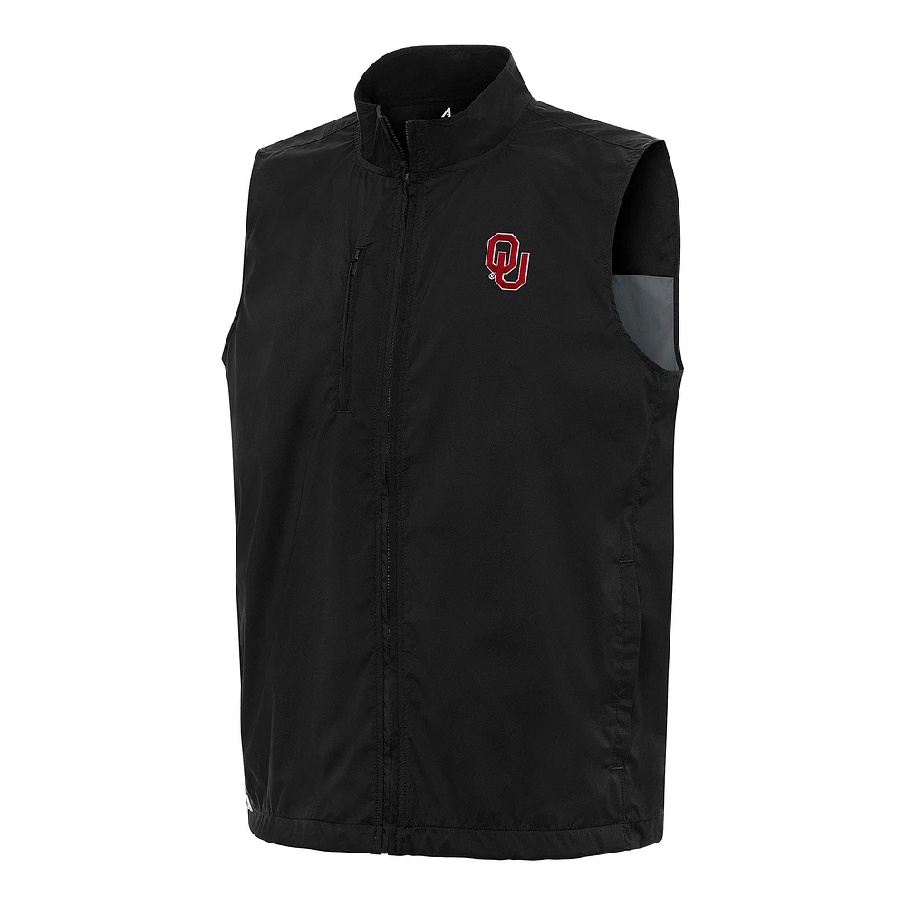 Men's Antigua Black Oklahoma Sooners Brisk Full-Zip Vest