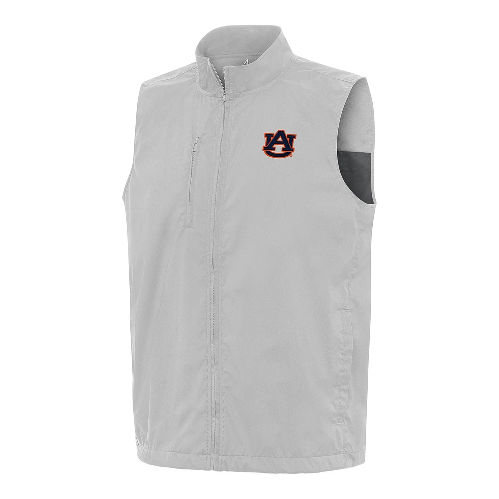Men's Antigua Heather Gray Auburn Tigers Brisk Full-Zip Vest
