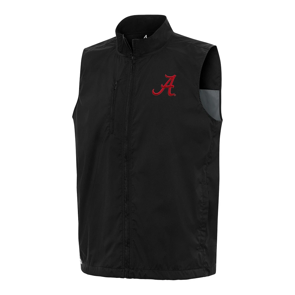 Men's Antigua Black Alabama Crimson Tide Brisk Full-Zip Vest