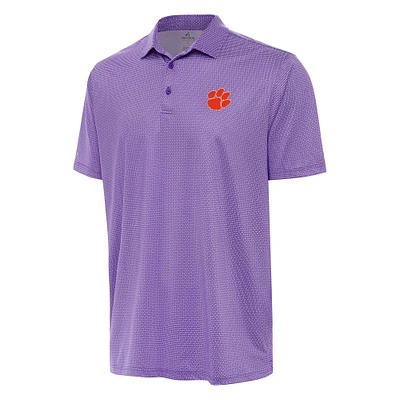 Men's Antigua Purple/White Clemson Tigers Rings Polo