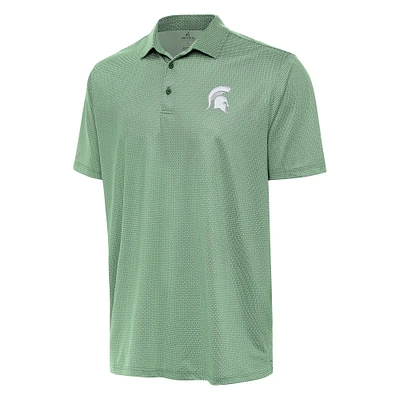 Men's Antigua Hunter Green/White Michigan State Spartans Rings Polo
