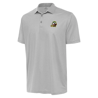 Men's Antigua Gray/White Oregon Ducks Rings Polo