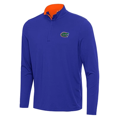Men's Antigua Royal/Orange Florida Gators Content Quarter-Zip Pullover Top