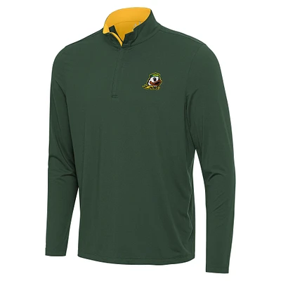 Men's Antigua Green/Yellow Oregon Ducks Content Quarter-Zip Pullover Top