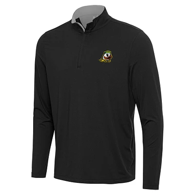 Men's Antigua Black/Gray Oregon Ducks Content Quarter-Zip Pullover Top