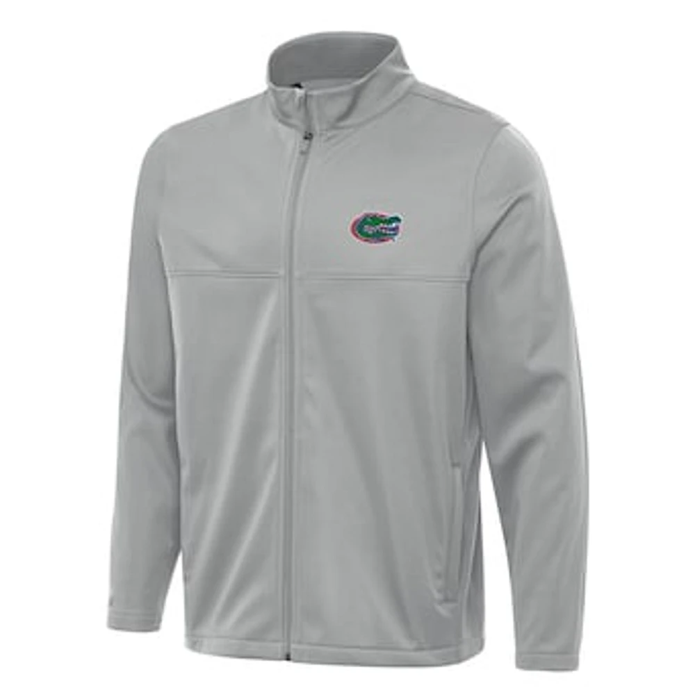 Men's Antigua Gray Florida Gators Links 2 Full-Zip Golf Jacket