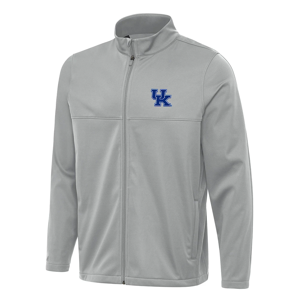 Men's Antigua Gray Kentucky Wildcats Links 2 Full-Zip Golf Jacket