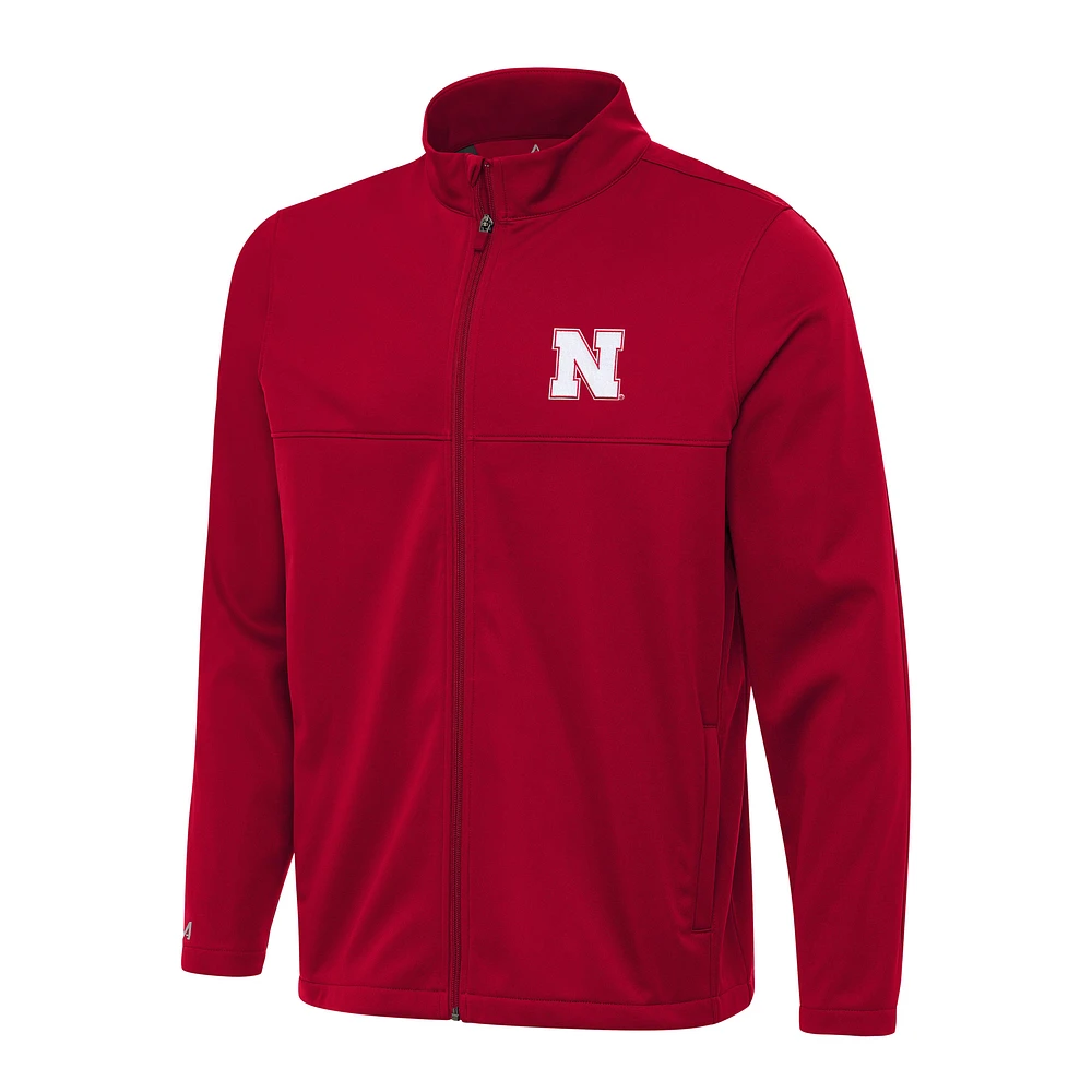 Men's Antigua Red Nebraska Huskers Links 2 Full-Zip Golf Jacket