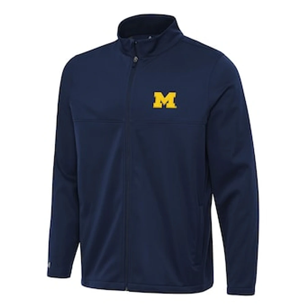 Men's Antigua Navy Michigan Wolverines Links 2 Full-Zip Golf Jacket
