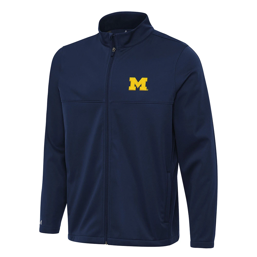 Men's Antigua Navy Michigan Wolverines Links 2 Full-Zip Golf Jacket