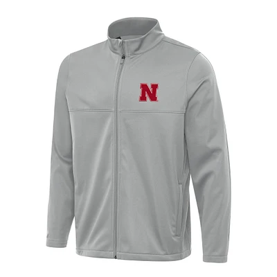 Men's Antigua Gray Nebraska Huskers Links 2 Full-Zip Golf Jacket