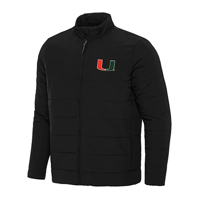Men's Antigua Black Miami Hurricanes Swelter Full-Zip Puffer Jacket