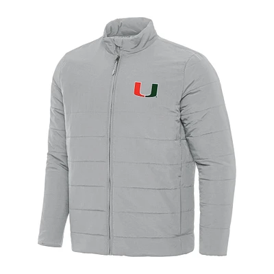 Men's Antigua Gray Miami Hurricanes Swelter Full-Zip Puffer Jacket