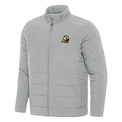 Men's Antigua Gray Oregon Ducks Swelter Full-Zip Puffer Jacket