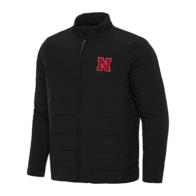 Men's Antigua Black Nebraska Huskers Swelter Full-Zip Puffer Jacket
