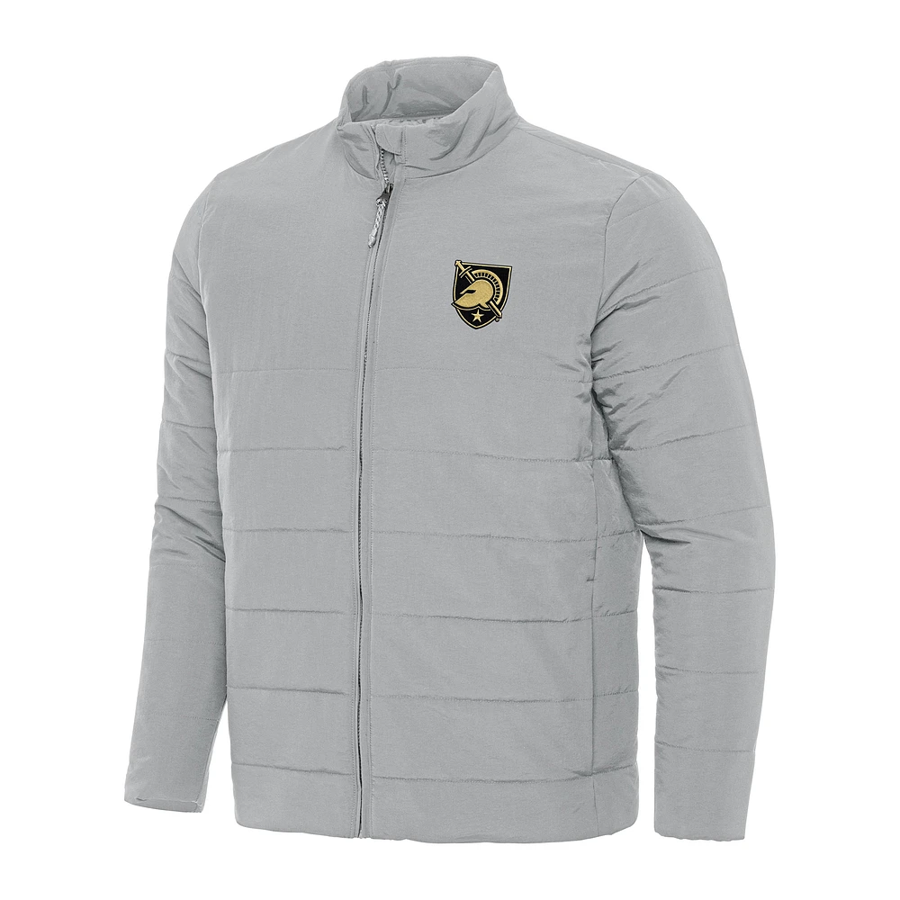 Men's Antigua Gray Army Black Knights Swelter Full-Zip Puffer Jacket