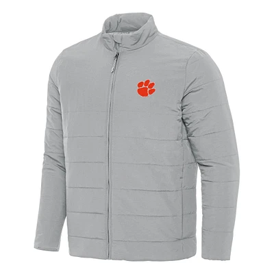 Men's Antigua Gray Clemson Tigers Swelter Full-Zip Puffer Jacket