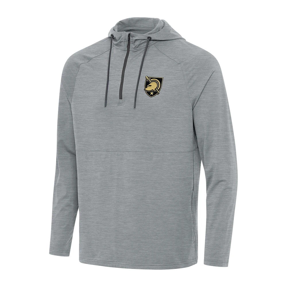 Men's Antigua Heather Gray Army Black Knights Spikes Quarter-Zip Hoodie