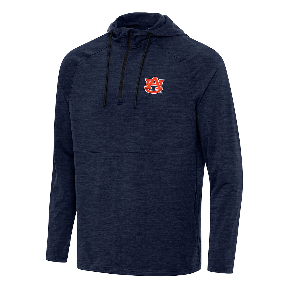 Men's Antigua Heather Navy Auburn Tigers Spikes Quarter-Zip Hoodie
