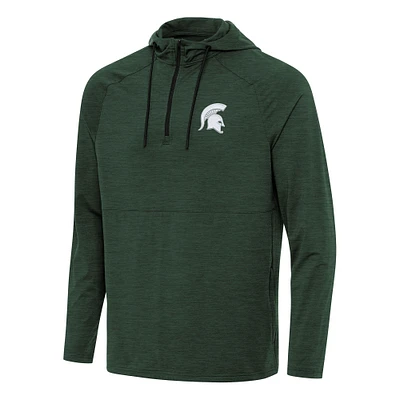 Men's Antigua Hunter Green Michigan State Spartans Spikes Quarter-Zip Hoodie