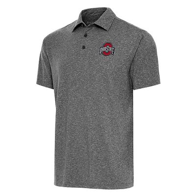 Men's Antigua Heather Black Ohio State Buckeyes Big & Tall Par 3 Polo