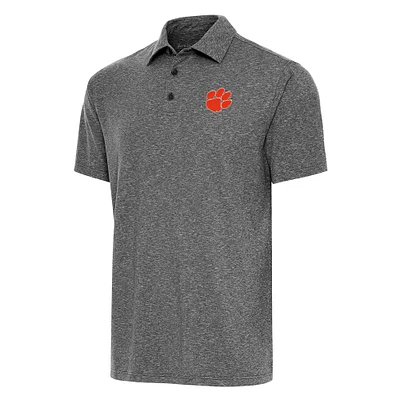 Men's Antigua Heather Black Clemson Tigers Big & Tall Par 3 Polo