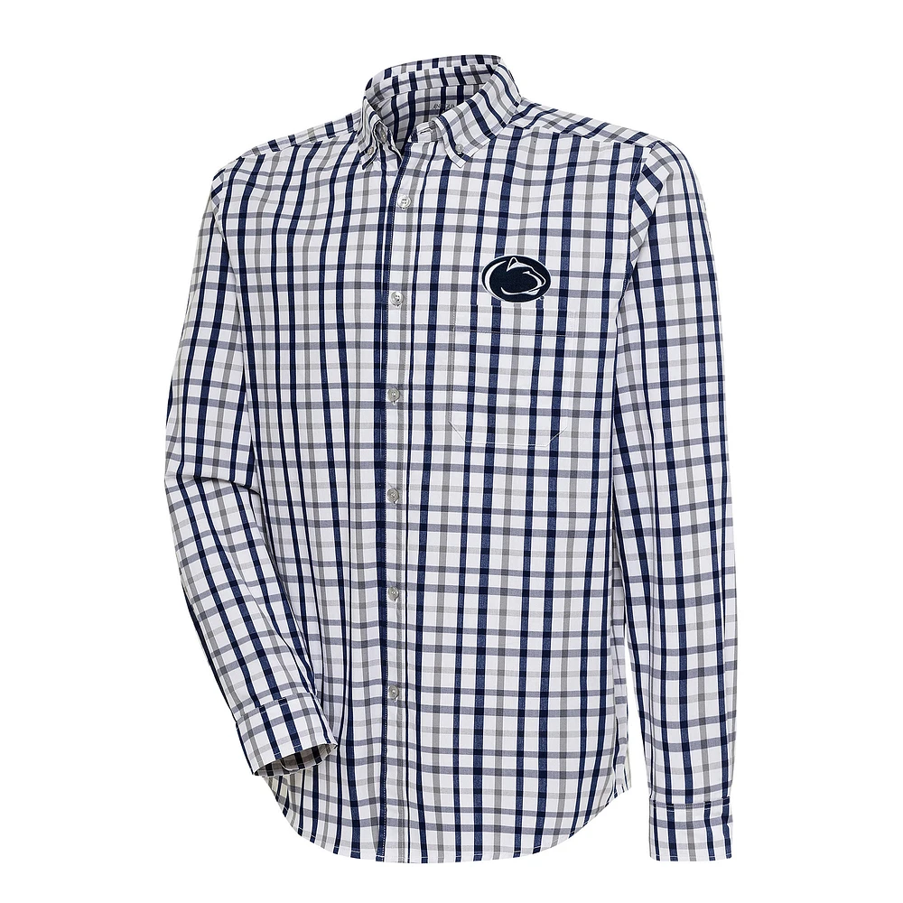 Men's Antigua Navy/Gray Penn State Nittany Lions Tending 2 Button-Down Long Sleeve Shirt