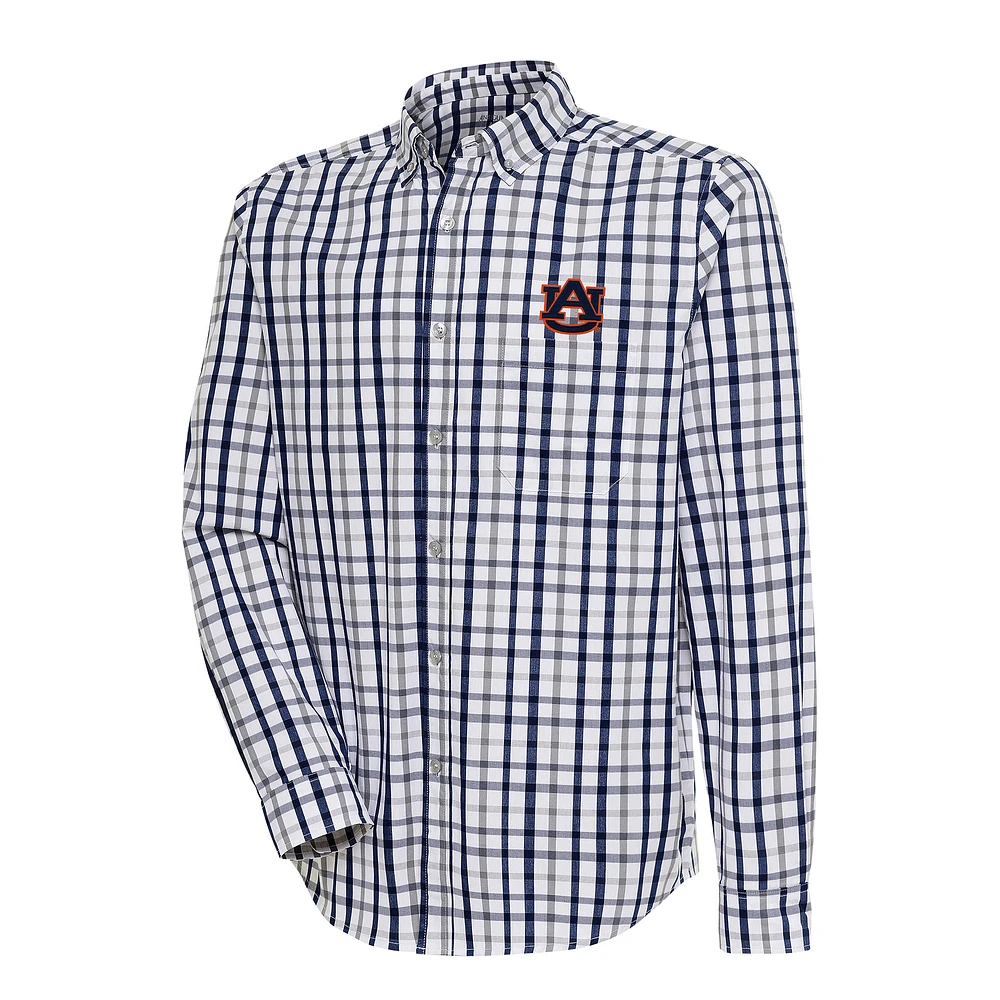 Men's Antigua Navy/Gray Auburn Tigers Tending 2 Button-Down Long Sleeve Shirt