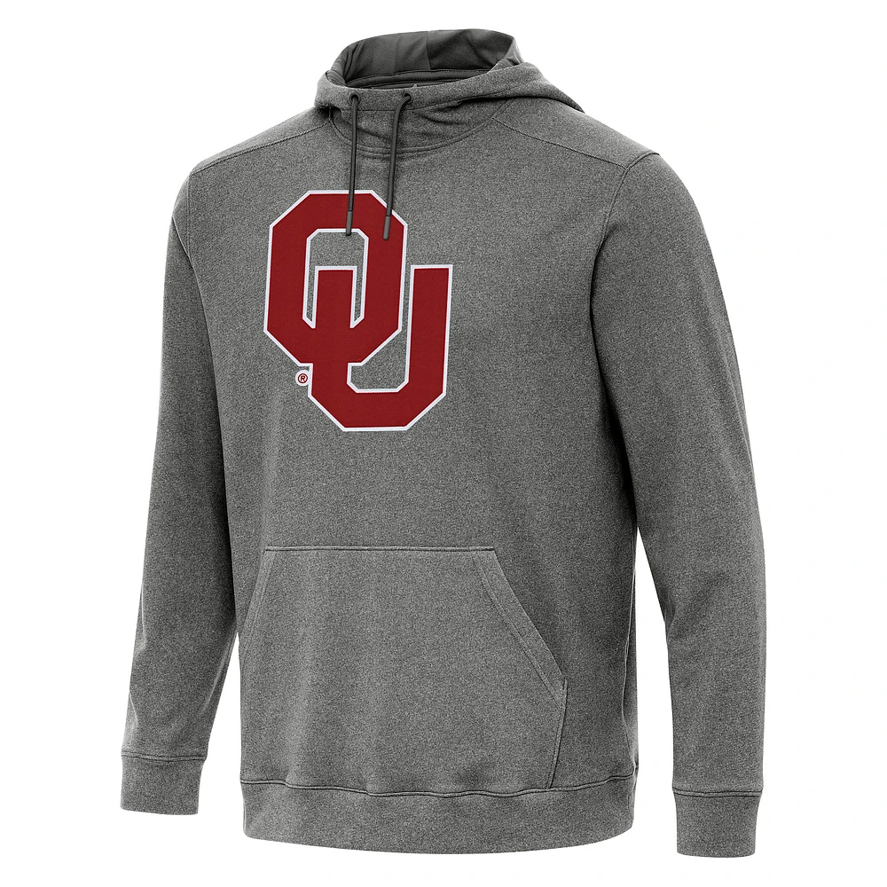 Men's Antigua Heather Black Oklahoma Sooners Cloud Pullover Hoodie