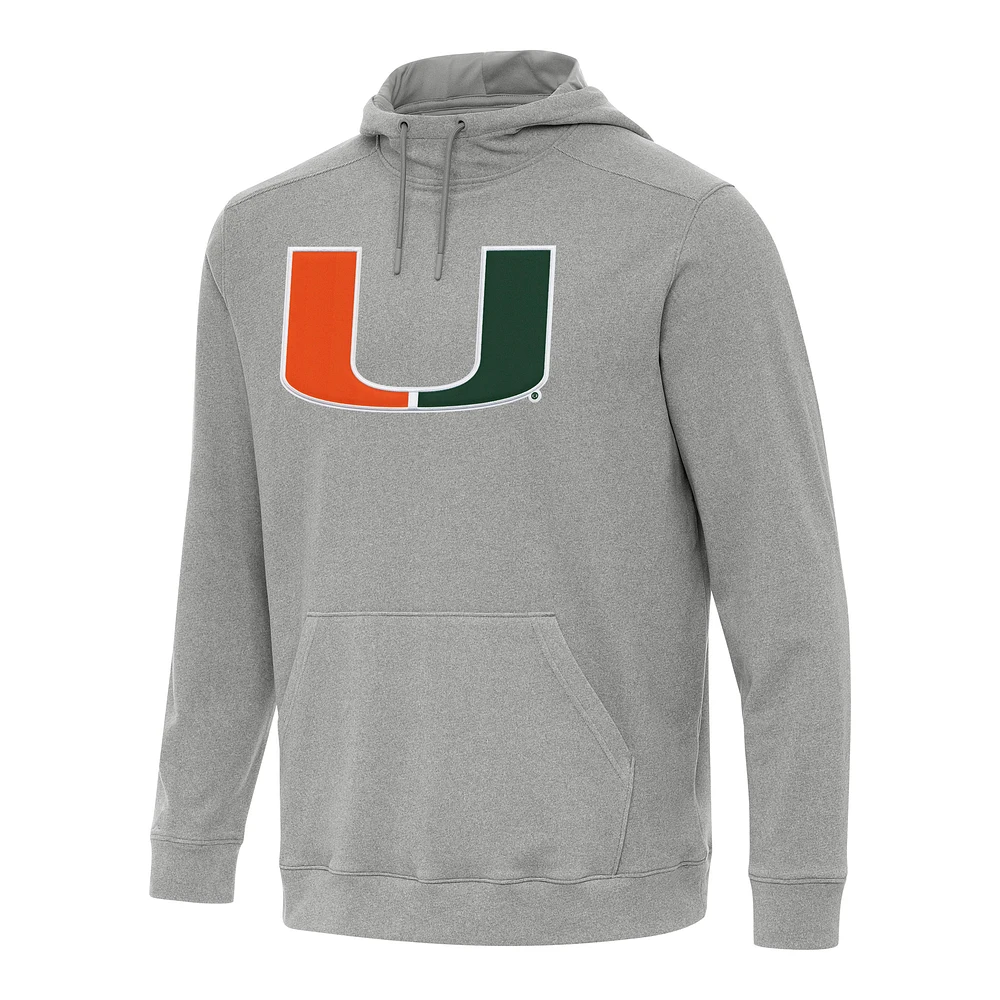 Men's Antigua Heather Miami Hurricanes Cloud Pullover Hoodie