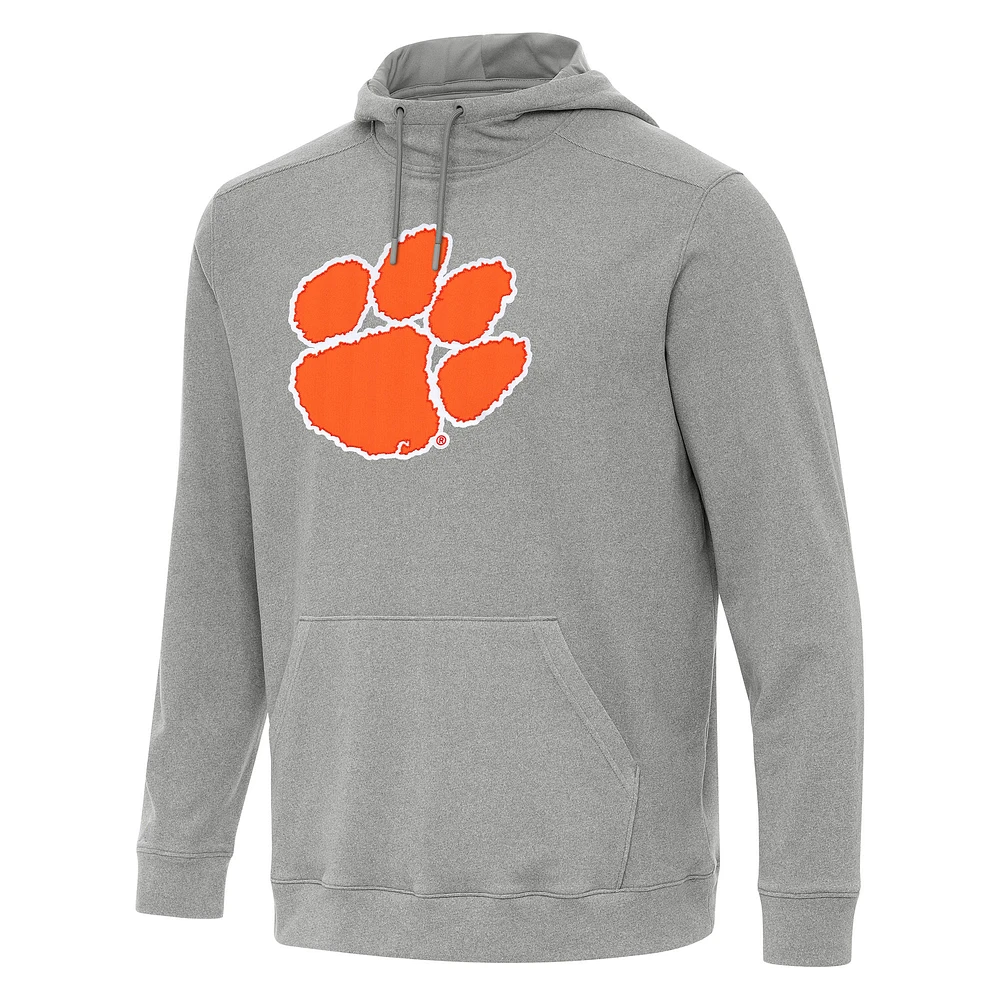 Men's Antigua Heather Clemson Tigers Cloud Pullover Hoodie