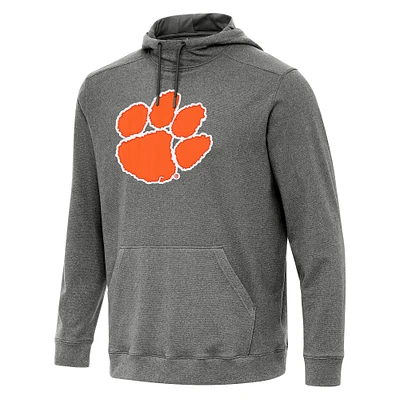 Men's Antigua Heather Black Clemson Tigers Cloud Pullover Hoodie