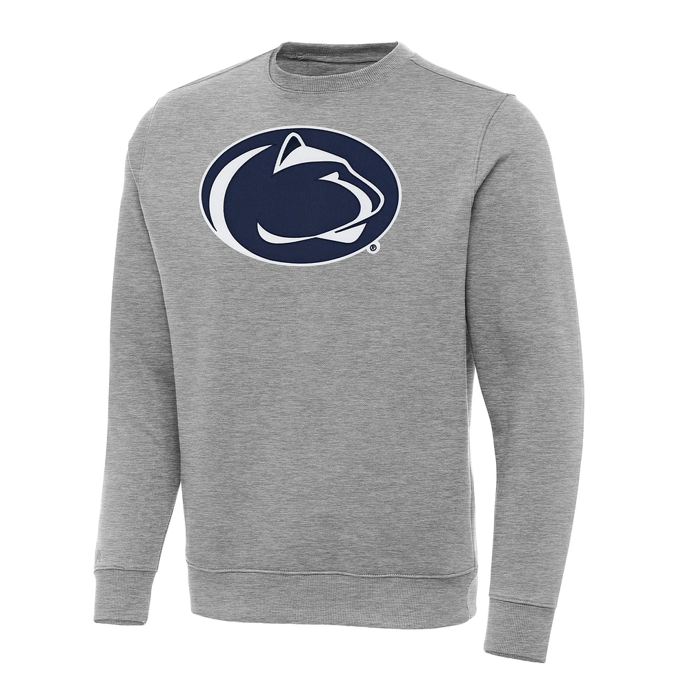 Men's Antigua Heather Gray Penn State Nittany Lions Big & Tall Victory Crewneck Pullover Sweatshirt