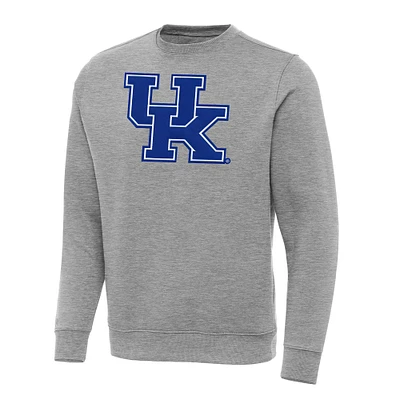 Men's Antigua Heather Gray Kentucky Wildcats Big & Tall Victory Crewneck Pullover Sweatshirt